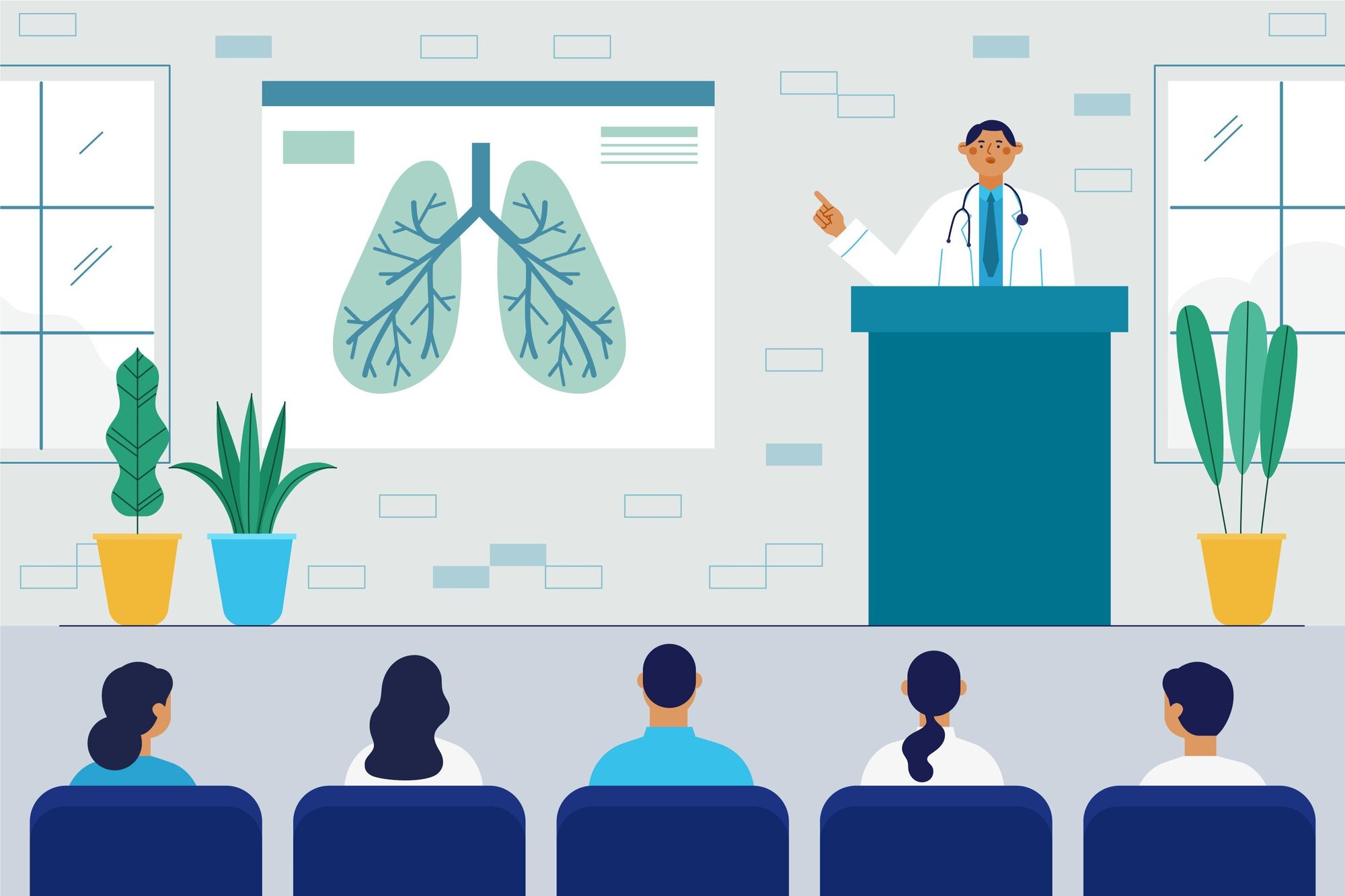 Illustrazione conferenza medica ECM